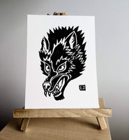 Wolf Linoprint 5.5x7.5
