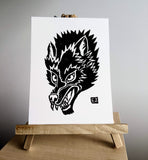 Wolf Linoprint 5.5x7.5