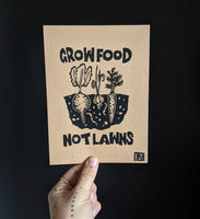 Grow Food Not Lawns Linoprint